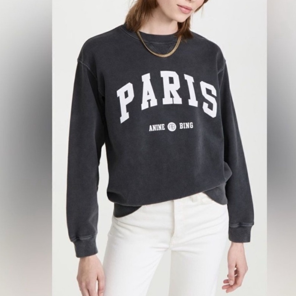 Anine Bing grey paris sweatshirt